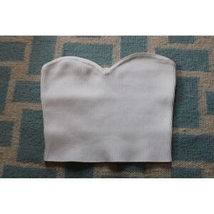 Babaton M White Sculpt Knit Tube Top Sweetheart Rib Strapless Tank Aritzia 78480